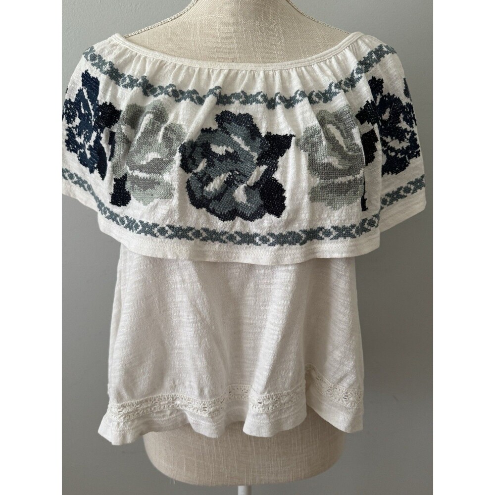 Free People To The Left Off The Shoulder Top Floral Embroidery XS
